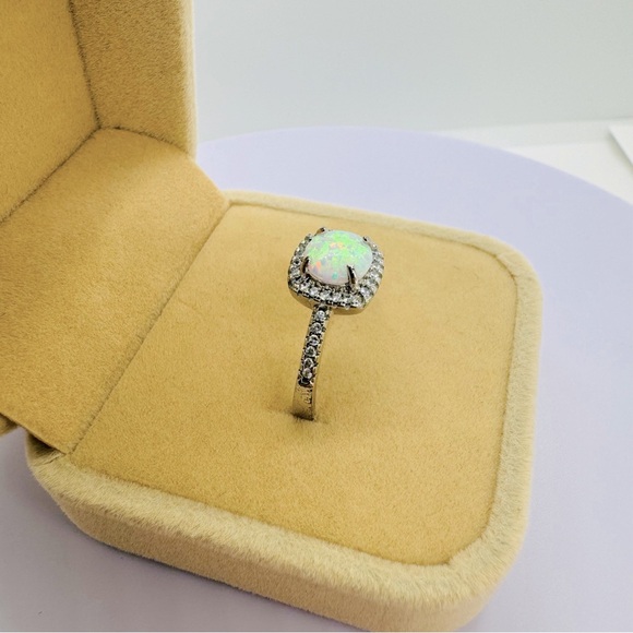 Handcrafted Opal Gemstone Ring – Sterling Silver, Size 9.5 - Picture 5 of 7